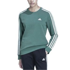 Adidas Essentials 3-Stripe Sweatshirt Blue Green - Size XS
